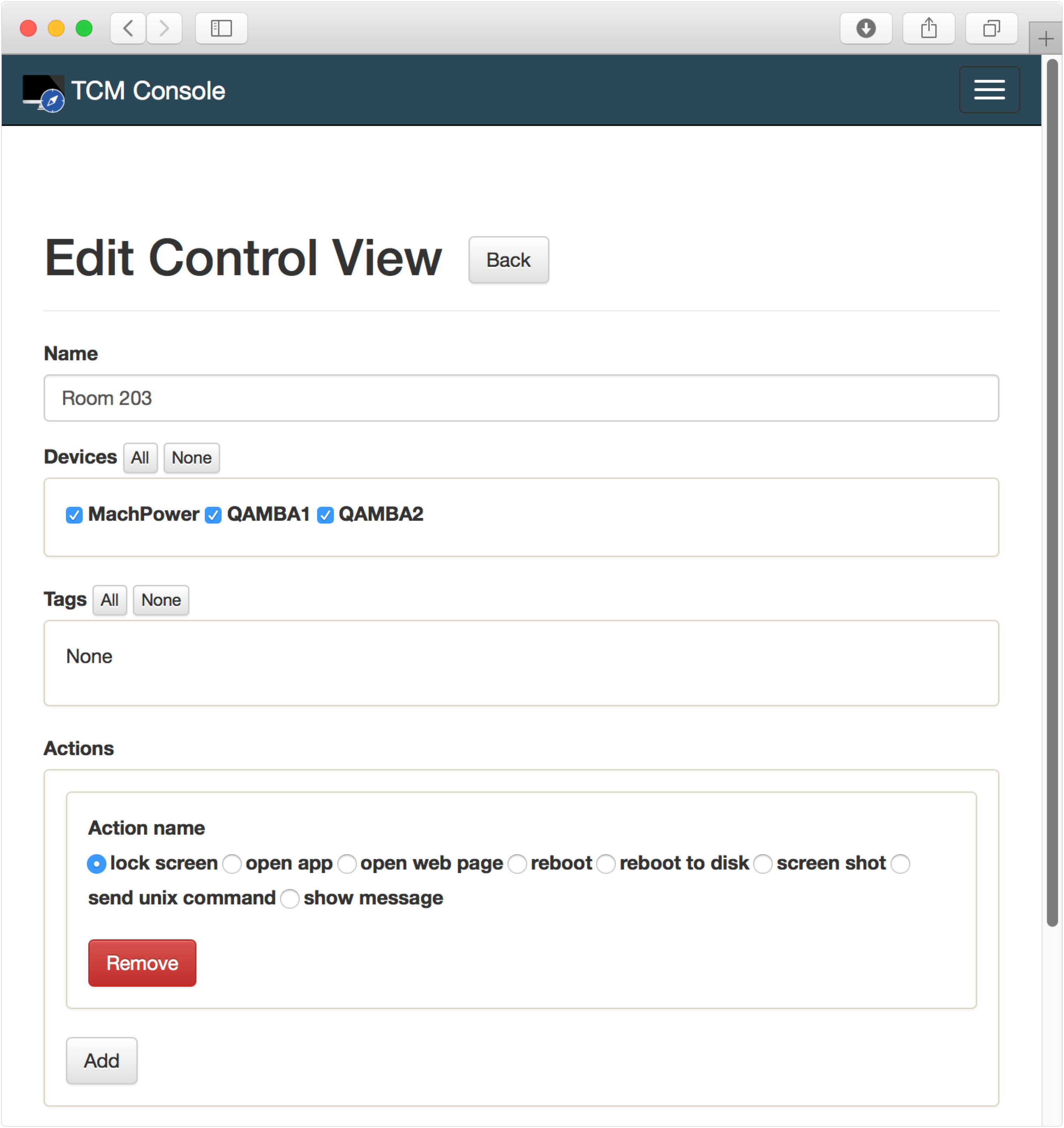 Configuring a Control View