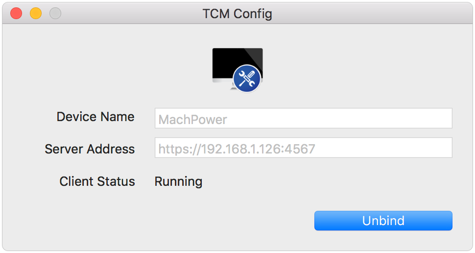 TCM Config with Client Running