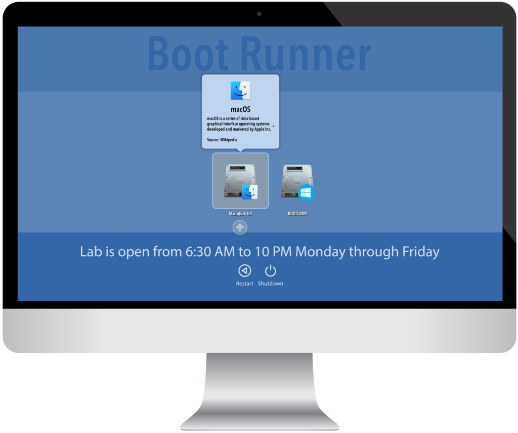 Boot Runner 3 with message for lab hours