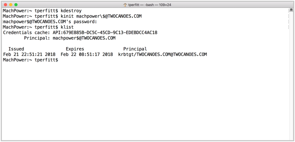 kinit utility for mac