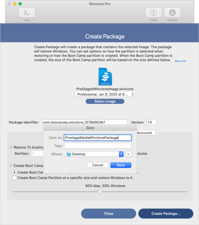 restoring a winclone package deploystudio